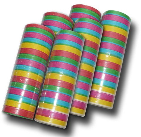 Luftschlangen bunt gestreift 6er-Set - Perfekt für Fasching, Karneval, Silvester, Geburtstag, Kindergeburtstag - 6 Rollen à 20 Röllchen, 4 m Länge, Made in Austria, schwer entflammbar
