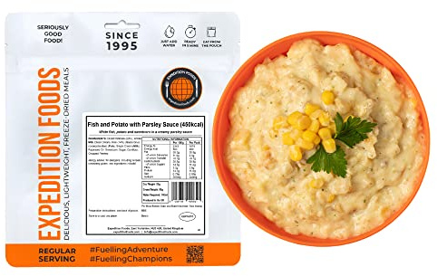 EXPEDITION FOODS Fish and Potato with Parsley Sauce (Single Serving / 450KCAL) | Freeze-Dried Camping & Hiking Food