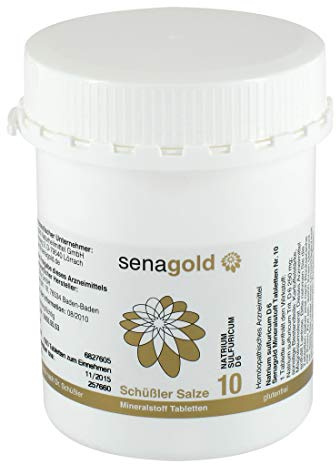 Senagold Schüssler Salze Nr. 10 – Natrium sulfuricum D6 – 1000 Tabletten – Das Salz der inneren Reinigung – gluten- & alkoholfrei – hergestellt nach Homöopathischem Arzneibuch in Deutschland