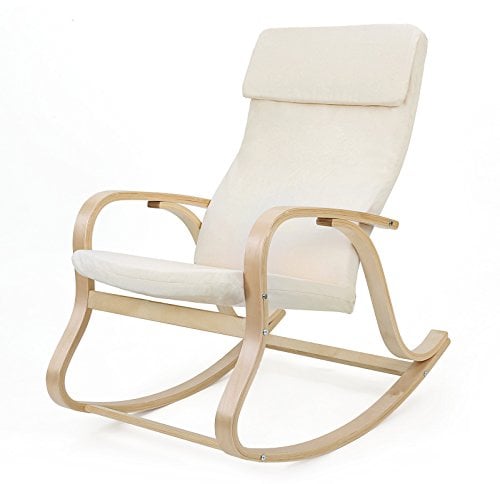 SONGMICS Sessel schwingsessel Schaukelstuhl Relaxstuhl beige LYY30M, 65 x 90 x 98 cm