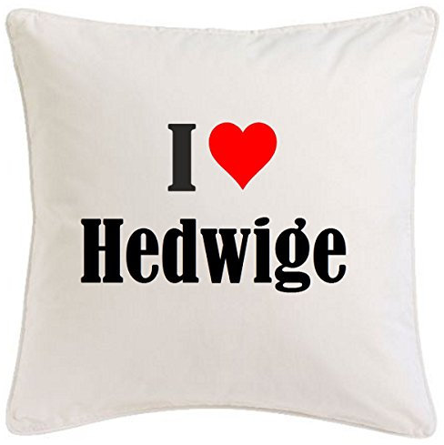 I Love Hedwige – Zierkissenbezug 40x40 cm Baumwolle – Wohnaccessoire Retro Schlafzimmer Jubiläum