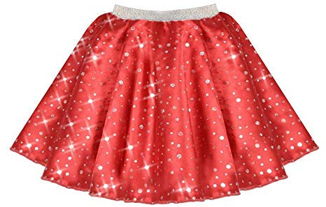 Mums Essentials Pailletten-Satinrock für Erwachsene, 43,2 cm Länge, voller Kreis, 8 Farben zur Auswahl Gr. 44, rot