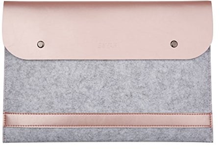 Eleoption MacBook Sleeve Felt and Leather Case Laptop Sleeve Case Double Layer Bag also for Mouse Mouspad iPad mini Air iPhone (for Macbook 12, Rose Gold)