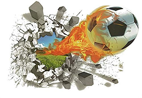 3D Giant Football Through The Wall Effect Wall Mural Photo Wallpaper Picture Self Adhesive (Typ-3)