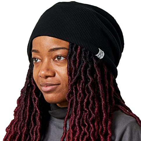 CHARM Slouchy Beanie Hut Baggy Baumwolle Strick-Mütze Elastisch Japanische Koreanisch Mode Sommer Winter Schwarz (Style A)
