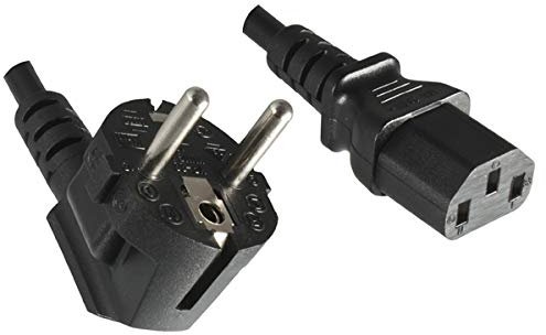 DINIC Stromkabel, Netzkabel mit 1,5mm², CEE 7/7 Schutzkontaktstecker auf C13, VDE (1,80m, schwarz)