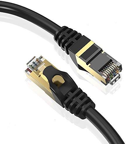 Nrqshte Cat 8 Netzwerkkabel-2m x 2 Stück LAN Kabel-40Gbps 2000Mhz/s RJ45-Gigabit Internet LAN-Cat 8 geeignet für Highspeed Netzwerke, Switch, Router, Modem- schwarz