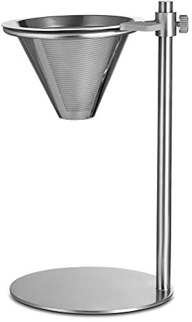 Pour Over Coffee Maker, Adjustable Pour Over Coffee Stand with Double Filter, Freestanding Drip Cone Brewer and Stand, Make Coffee Directly into Mug, Cup or Thermos, 1pcs, Stainless Steel