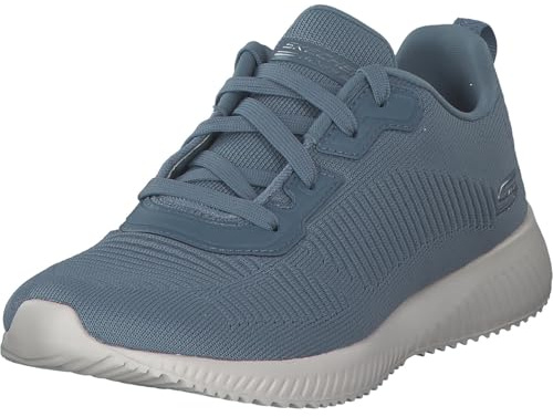 Skechers Women's Bobs Squad Tough Talk Sneakers, Lt Blue Engineered Knit, 4 UK