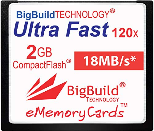 eMemoryCards 2GB Ultra Fast 18MB/s CompactFlash memory card compatible with Canon 10D/20D/30D/40D/50D/1D/1Ds/5D/5Ds/7D Mark I/II/III/IV, Nikon D, Olympus E, Sony Alpha, Leica S Cameras