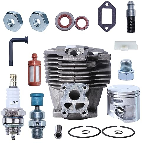 Mtanlo Kolben und Zylinder 50mm Kit für Stihl MS441 MS441C MS 441 MS360 MS260 MS361 für Husqvarna 365 Zündkerze + Kolbensatz + Öldichtung Serie Zubehör16 in 1 Kit 1138020 1201