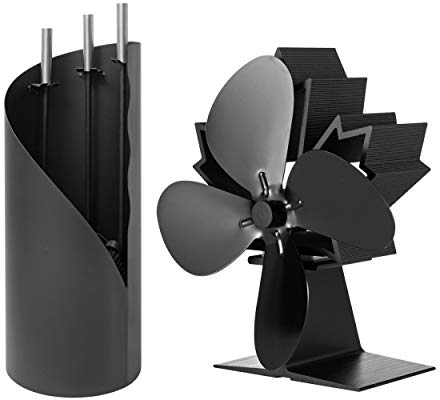 raik Kaminbesteck Fritz 3-teilig + stromloser Kaminventilator/Ofenventilator 4-Blatt, Set