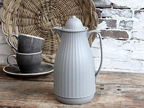 Chic Antique ° Thermoskanne ° Isolierkanne Romantik Landhaus Creme ° Kanne Groß 1 Liter Grau 61603-25