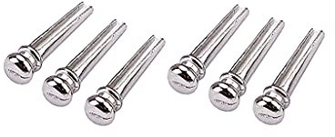 Alnicov Lot de 6 chevilles de chevalet en laiton pour guitare acoustique folk (argent)