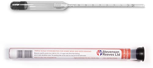 Stevenson Reeves Triple Scale Hydrometer (S1310) - For Home Brewing And Winemaking, Glass, Specific Gravity 0.990 to 1.170