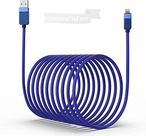iPhone Ladekabel 5M, Apple MFi Zertifizierung 16FT Ultra Long Nylon geflochtenes USB Schnelllade- und Synchronisationskabel geeignet für Apple iPhone 14/14 Pro/13/12/11/XS/XSMax/XR/X/ 8/7/6