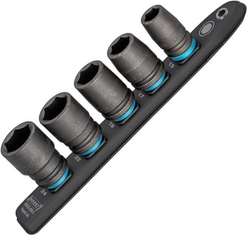 HAZET Smart-Rail 900S-SR/5 I magnetische Unterseite mit 5 Steckplätzen, Antrieb: Vierkant 12,5 mm (1/2 Zoll), Abtrieb: Außen-Sechskant I Kunststoff-Steckleiste für Steckschlüssel