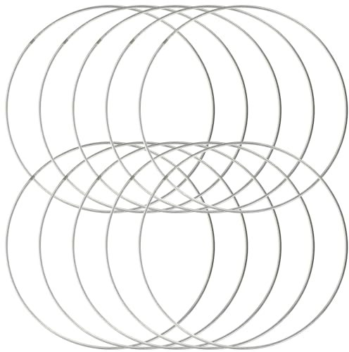 Operitacx 10 Stück 20 cm Metallringe zum Basteln, Silberreifen, Traumfänger-Ring, Metallringe, Blumen-Makramee-Reifen, Ringe für Bastelarbeiten, Makramee, Traumfänger-Zubehör