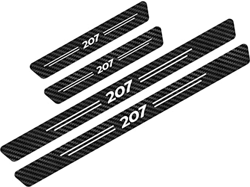 4 Pièces Autocollant de Seuils de Porte en Fibre de Carbone de Voiture pour Peu-geot 107 108 206 207 208 301 306 307 308 407 408 - Protecteur de Bord - Accessoires Style Voiture, 207