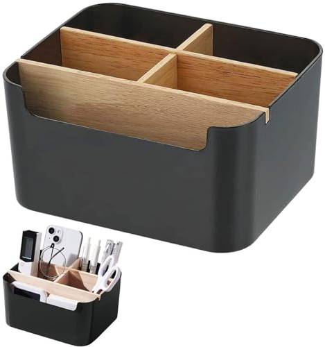 Tisch Organizer Desktop, 5 Fächer Holz Desktop Stift, Schreibtisch Organizer Holz, Aufbewahrungsbox, Stiftehalter Schreibtisch, Desktop Organizer für Kosmetika, Stiftehalter Holz, Kleine Gegenstände