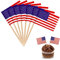 YXHZVON Amerika Flagge Zahnstocher, 100 Stück Cocktail Stick Flaggen Mini-Flagge Cupcake Toppers Stick für Party Food Cake Obst Geschirr Party Pub Dekorationv