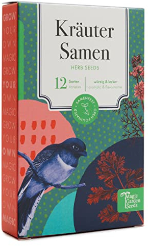 Semi di erbe aromatiche - 12 varietà di erbe a impollinazione aperta per giardino, orto rialzato o balcone - profumate e deliziose - set di semi per principianti, piccolo regalo o per uso personale