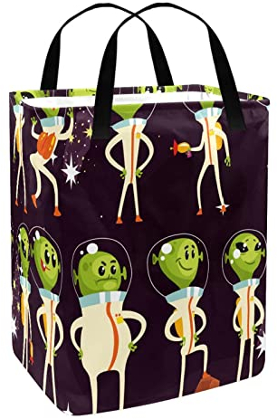 Space Aliens Wäschekorb mit Griff, personalisierbar, freistehend