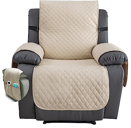 FANSU Stretchhusse für Relaxsessel Komplett Sesselbezug, Diamant Wasserdicht Sesselschoner für Recliner Stuhl Sessel, 1 Sitzer Sofabezug Bezug für Fernsehsessel Liege (Beige,1 Sitzer)