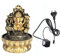 Mokernali Ganesha-Statuen-Zimmerwasserbrunnen, Elefanten-Statuen-Tischbrunnen Mit LED-Licht Für Heimbüro-Schlafzimmer-Schreibtischdekoration(220V EU Standard)