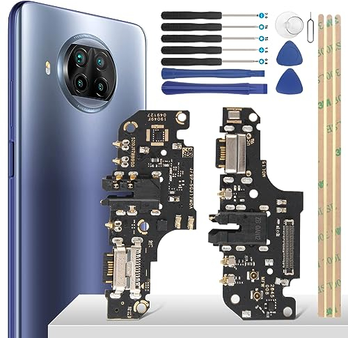 YHX-OU 6.67'' Ladebuchse für Xiaomi Mi 10T Lite 5G M2007J17G Dock Connector Port Charger LadePort Mikrofon Audio Jack Flex Kabel + Installationswerkzeug