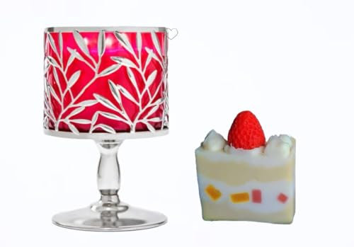 White Barn Bath & Body Works Standfuß mit 3 Dochten, Kerze und Erdbeerkuchenseife, naturfarben