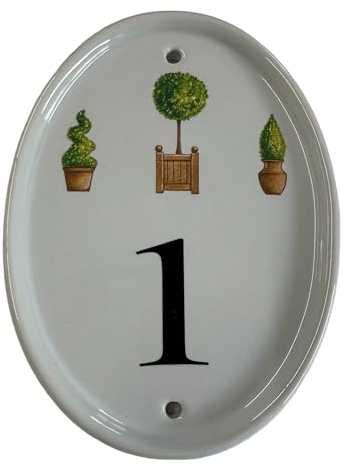 HNP Ceramic Topiary house number - weather proof - easy to fit, white