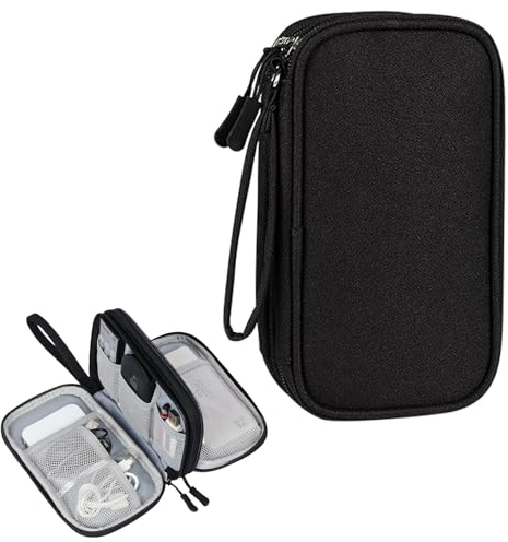 1Pcs Black Travel Electronics Accessory Organizer Bag,Universal Carry Travel Travel Cable Organiser Bag,Portable Electronics Accessories Organiser Bag for Cable,SD Cards,Charger,Power Bank