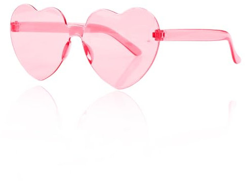 Tabanzhe Lunettes de soleil rétro chic en forme de cœur – Lunettes fantaisie sans monture pour cosplay, conduite autonome, pêche, fête, vacances à la plage et autres scènes, rose, Taille unique