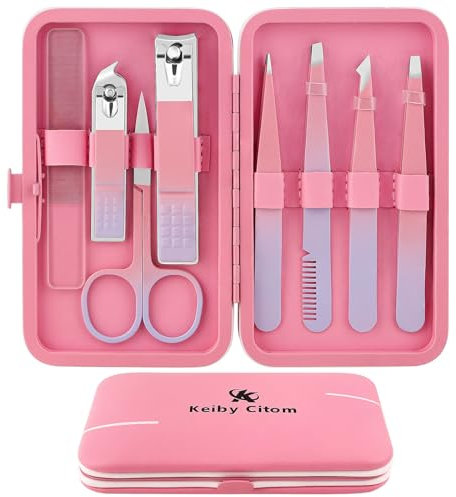 Pince a Epiler pour Femme, 8 Pièces Pince à Épiler Précision Sourcils Set Pince a Epiler Sourcils Homme Pour Epilation Poils Incrustés (Rose)