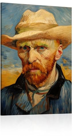 ZMFBHFBH Vincent Van Gogh Sternennacht Leinwand-Kunstdruck, impressionistische Ölgemälde, Kunstwerke, Schlafzimmer, Wohnzimmer, Dekoration, 30 x 50 cm, mit Rahmen