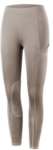 WILLIT Pantalon d'équitation pour enfant avec empiècements au genou, pour jeunes, d'été, respirant, élastique avec poches, kaki foncé, L