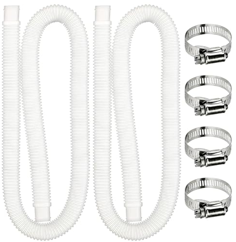 AUEJACKY Lot de 2 tuyaux de rechange pour piscine - Raccords en métal - Polyéthylène (PE) - Pour piscines hors-sol, pompes de filtration de piscine