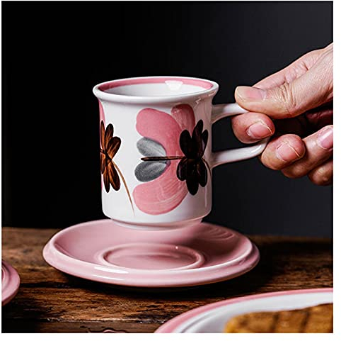Kaffeetassen, handbemalte Mädchen-Tasse, exquisites hängendes Ohr-Kaffeetassen-Set, Retro-Heim-Teetasse, Atmosphäre, Hochzeitsgeschenk, modisches Geburtstagsgeschenk, mittlere und