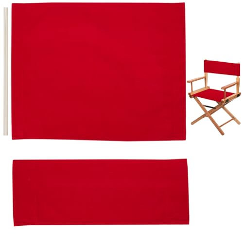 GORGECRAFT 1 Set Regiestuhl-Ersatzsitzbezüge Aus Segeltuch Rot Lässiger Regiestuhlbezug Sitz- Und Rückenset Mit Holzstab Für Tragbaren Klappsitz Schminkstuhl Zubehör Zuhause Garten Und Außenbereich