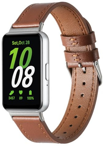 Correa de cuero de repuesto para Galaxy Fit 3, correa deportiva de cuero compatible con Samsung Galaxy FIT 3 SM-R390 Smartwatch, pulsera ajustable para Galaxy FIT 3 correas para mujeres y hombres