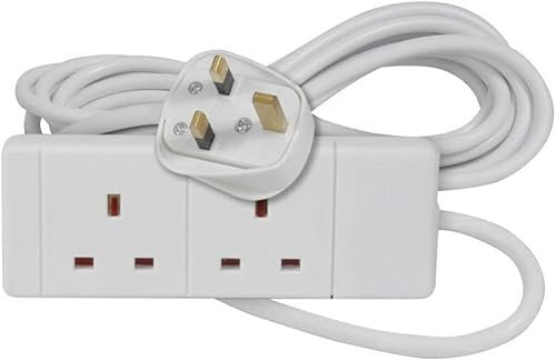 Mr. Gadget's Solutions 2 Way Mains Extension Lead Gang Double Socket Power 6M Metre Cable 13A UK Plug