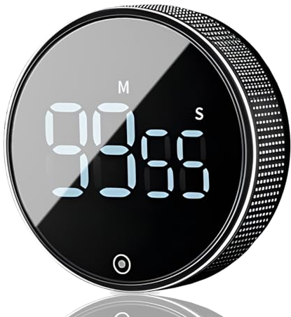 Minuteur de Cuisine Magnétique,Chronometre Minuteur avec 3 Niveaux de Volume Réglable et Grand Affichage LCD,Minuteries de Cuisine Numériquesavec Fonction de Chronomètre et Compte à Rebours-Noir