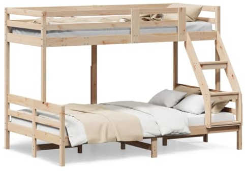 Willood Etagenbett Ohne Matratze Wachsbraun Massivholz Kiefer Braun 80x200/120x200 cm mit bettgitter rausfallschutz Kinderbett