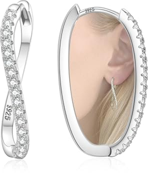 GEMAURA Creolen Silber 925 für Damen Hypoallergene Ohrringe Silber 925 mit Zirkon Leicht Creolen Silber 925 Mittelgroß für Damen Mädchen 40mm