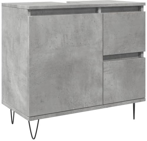 Armoire de lavabo de salle de bain gris béton 65x33x60 cm
