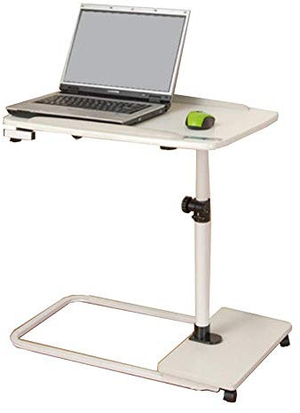 Höhenverstellbarer tragbarer Laptop-Ständer, Schreibtischwagen mit 360° Drehgelenk und 180° neigbar, feststellbare Rollen, Bürotisch, dekorativer Tisch (weiß)