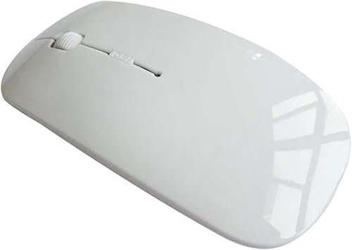 Ultra Slim 2.4 GHz Wireless Mouse, USB Laptop PC Cordless Mouse, Small Mice Silent Mouse with Adjustable 1600 DPI, 10m Remote Range 3 Adjustment Levels Compatible for PC Laptop Computer. (White)
