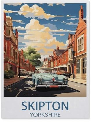 Jigsaw Puzzle 1000 Piece，Skipton Yorkshire Vintage Travel Poster，Classic Puzzle DIY Kit Wood Toy Unique Gift Home Decor（75x50cm）-AR15