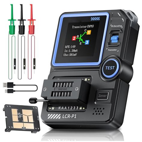 Jadeshay Tester per transistor multifunzione, tester per componenti ESR per test di componenti elettronici LCR MOS PNP NPN ESR